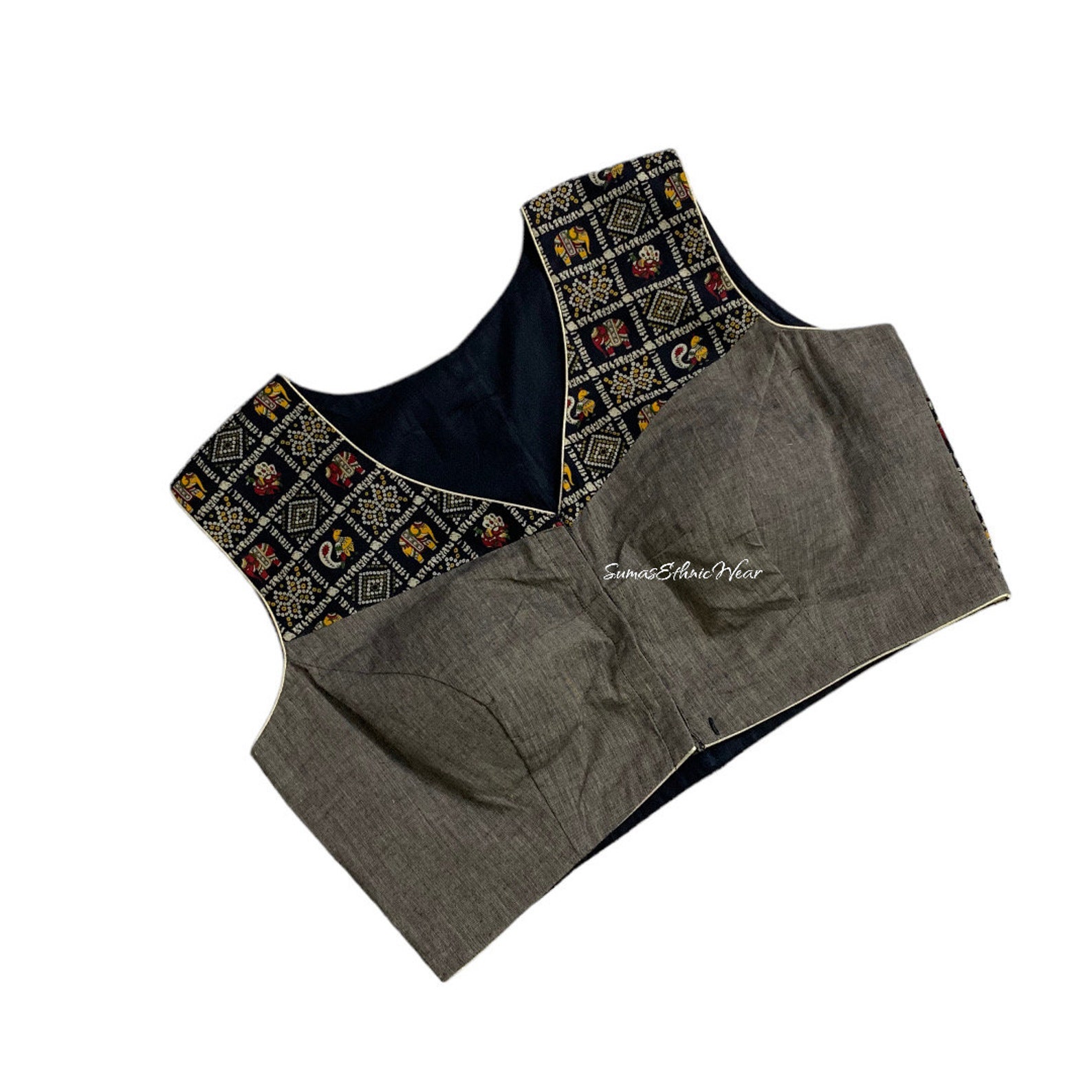 Black - Kalamkari Printed Cotton A-Line Dress