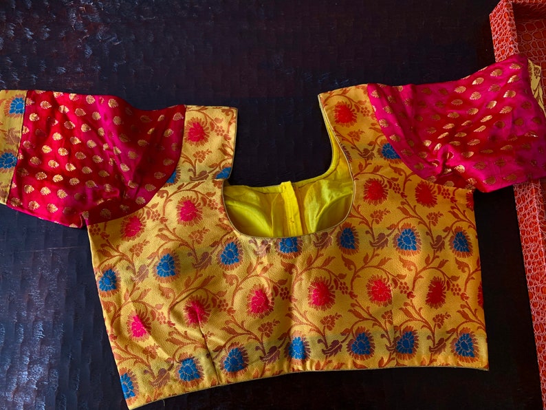 3640 size Ready to wear Brocade blouse Crop Top Bollywood Style