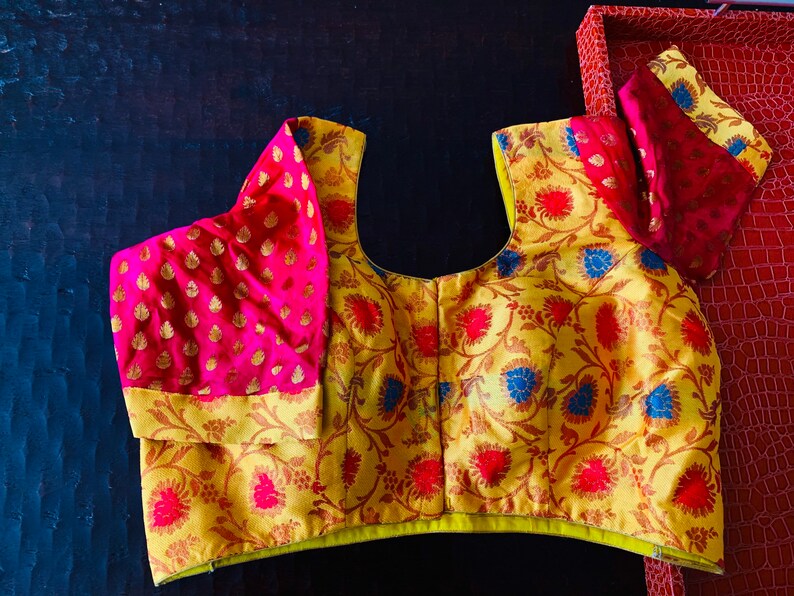 3640 size Ready to wear Brocade blouse Crop Top Bollywood Style