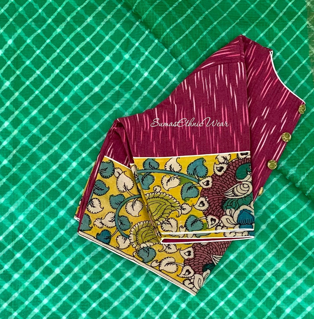 Lehriya Print Pure Cotton Kota Saree - Green Color