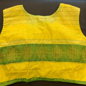 Size 36/42 Handloom Silk Cotton Lemon yellow Kollam hand Embroidered Blouse | Designer Wear | SumasEthnicWear