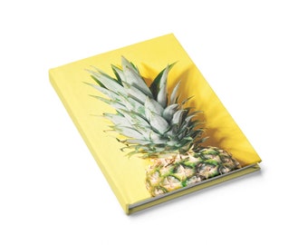 Journal - Ruled Line, Pineapple Journal, Yellow Journal, wraparound print, Journal Notebook, Hardcover journal, Lined Journal