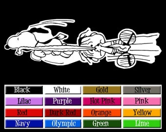 Peanuts SNOOPY Pulling LINUS - Vinyl Decal Window Graphics Wall Sticker or Magnet - You Choose Color!
