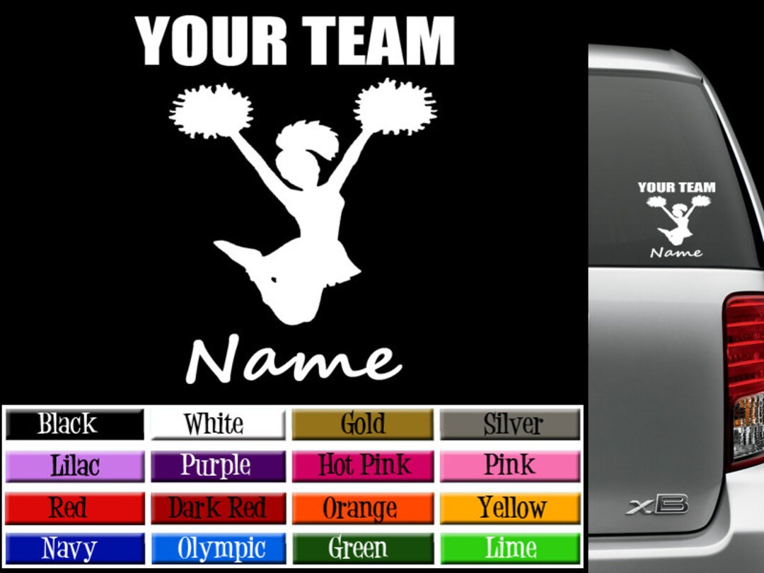 Large CHEER Custom Team & Cheerleader Name Vinyl Decal Window or Wall