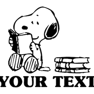 Personalized SNOOPY Reading - Vinyl Decal School or Home Decor Wall Sticker