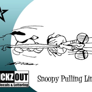 2 foot Long - SNOOPY Pulling LINUS - Vinyl Decal Auto Graphics Window or Wall Sticker