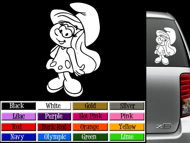 Smurfette Vinyl Decal Sticker – Made In USA – Glossy Finish For Truck, Car, Or Wall
