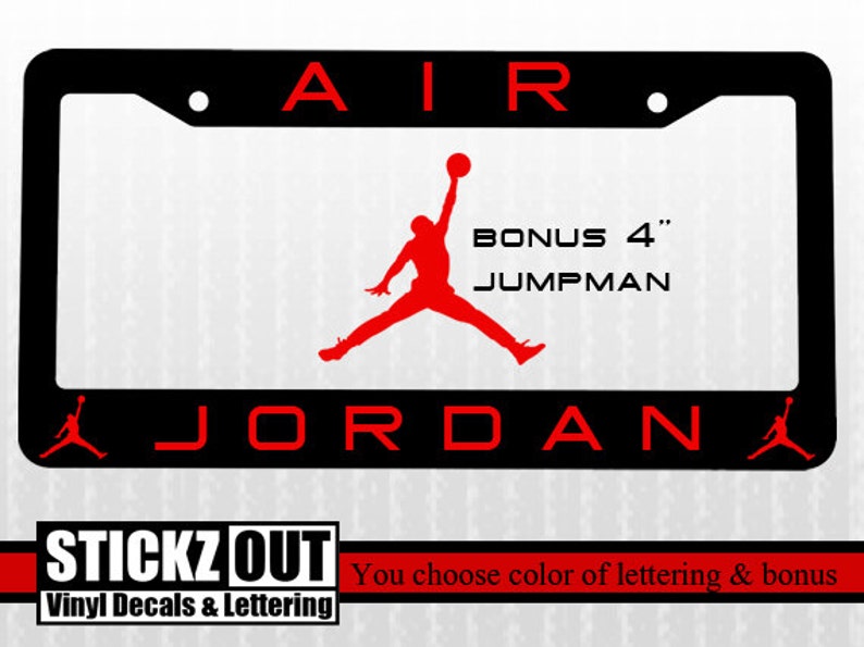 AIR JORDAN License Plate Frame Auto Graphics BONUS Vinyl Etsy