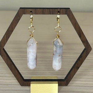 Agate Gold Dangle Hoop Earrings