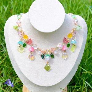 Whimsical Fairy Necklace, Cottagecore, Fairycore Necklace, Crystal Necklace, Layering Necklace, Cluster necklace, Gold Filled Necklace