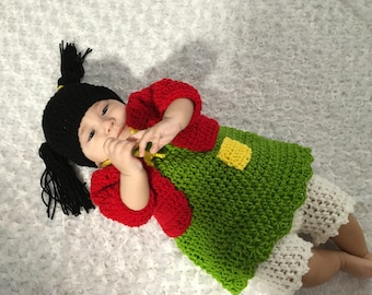 La Chilindrina baby crochet  Dress, Hat, Sweater, Short.