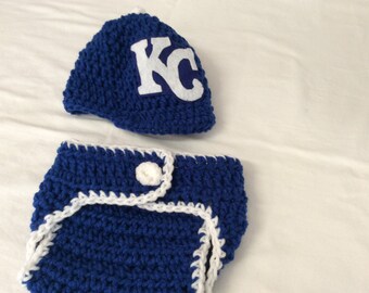 Kansas City Royals Baby Crochet Baseball Cap, and Diaper Cover. FREE SHIPPING