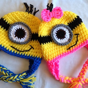Despicable Me Crochet Hat - Blue or Pink Minion