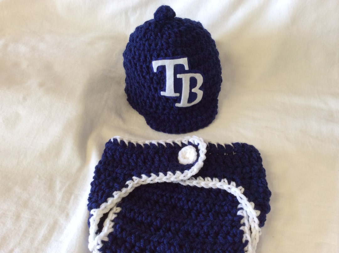 Tampa Bay Rays baby Crochet Baseball Cap, and Diaper Cover. FREE