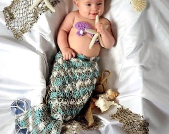 Crochet Baby Mermaid Outfit - FREE SHIPPING