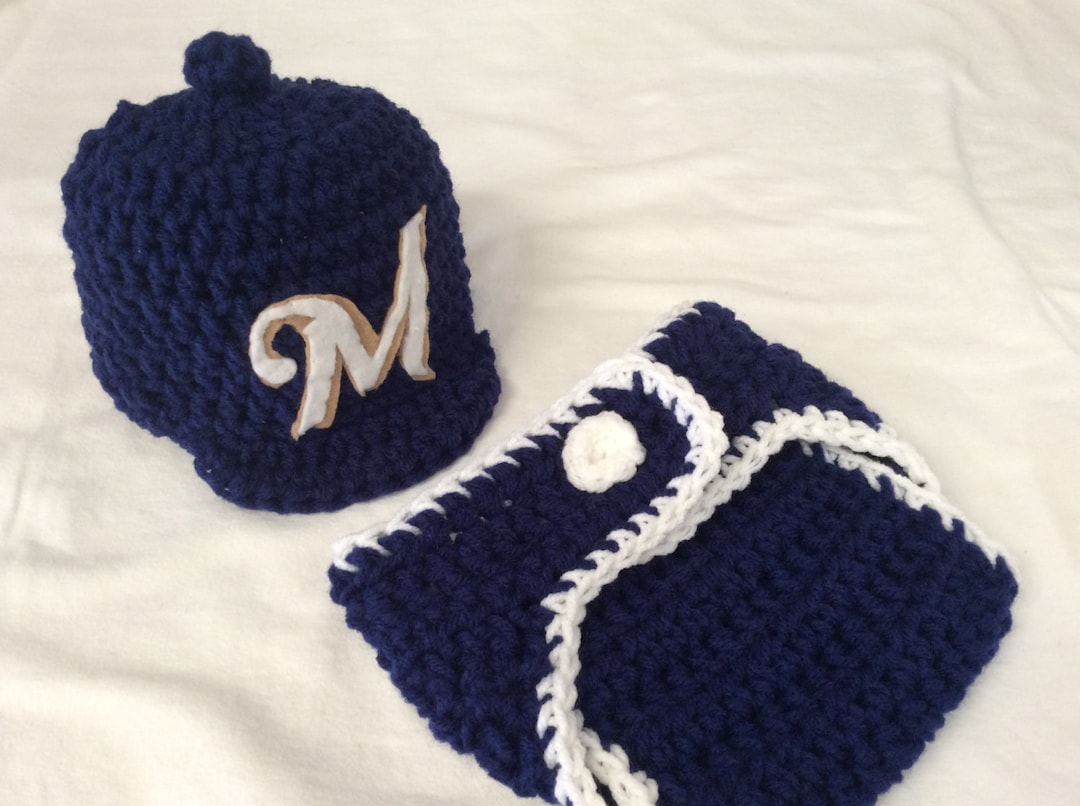 Milwaukee Brewers Baby Crochet Cap and Diaper Cover Set - Etsy