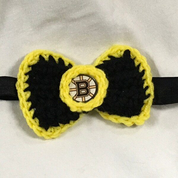 Boston Bruins  Inspired -  Crochet Baby Headband Bow