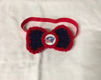 Columbus Blue Jackets   Inspired -  Crochet Baby Headband Bow