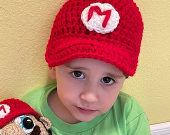 Super Mario Crochet Hat - Red, Green