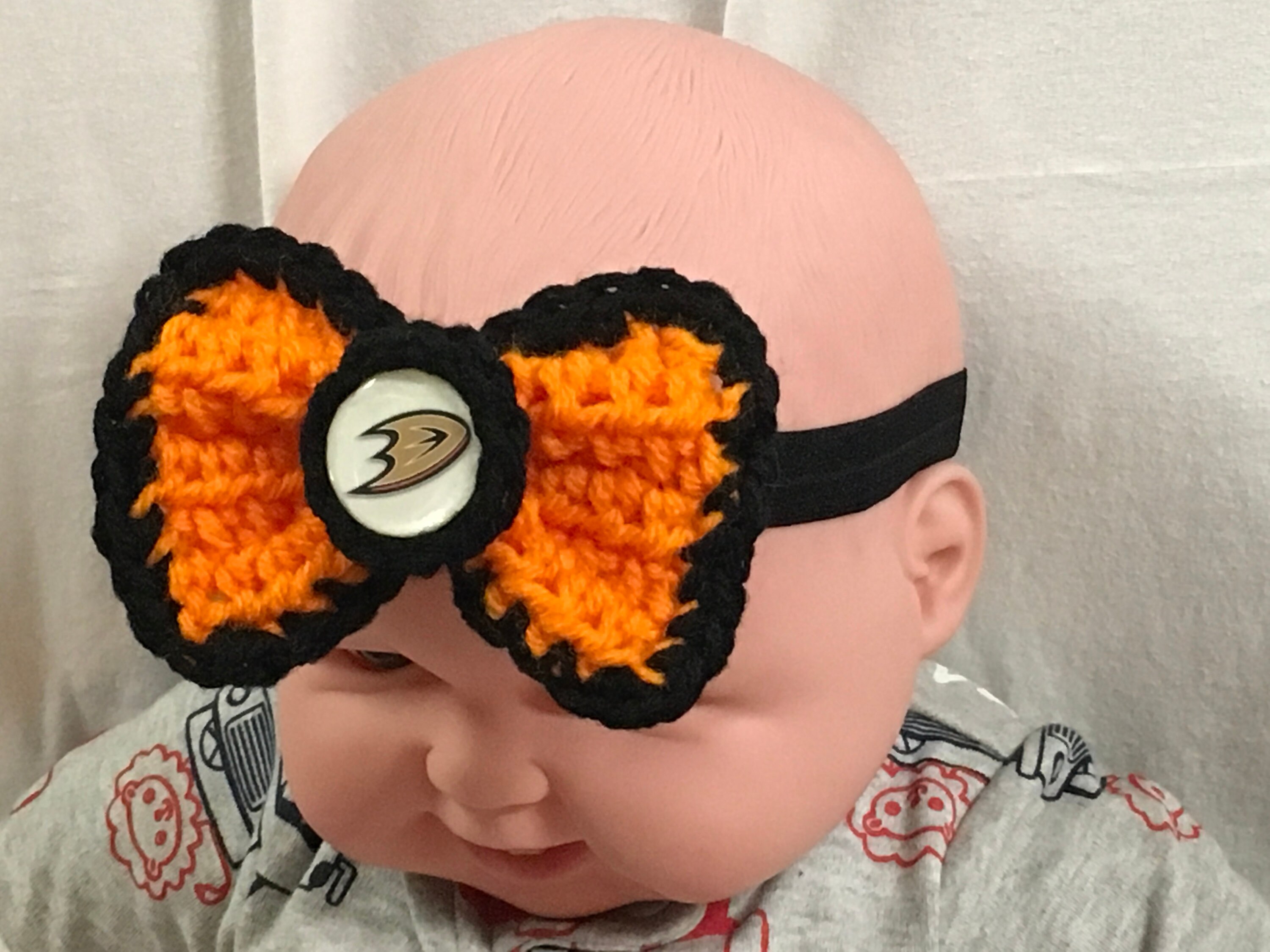 Disney NHL Anaheim Ducks Orange Bow Ear Headband with Character Medallion Yesterday was pure gold? Thank you @disneyland and Orange  main image 2