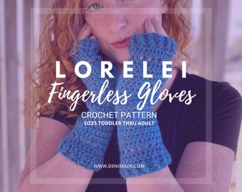 Lorelei Fingerless Mitts - Crochet Pattern, Fingerless Gloves, Mitts, Filet