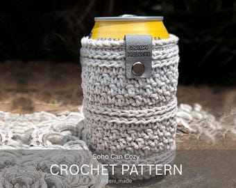 Crochet Pattern / Can Sleeve, Soda Can Holder, Drink Holder / Soho Can Cozy Pattern PDF