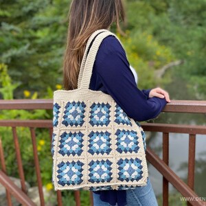 Crochet Pattern / Tote Beach Market Granny Square Bag School Festival Bag / Stevie Tote Pattern PDF image 6