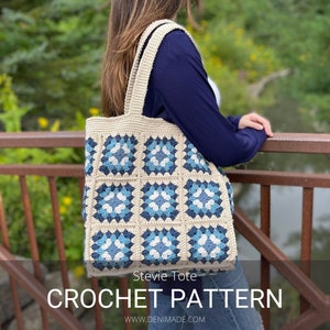 Crochet Pattern / Tote Beach Market Granny Square Bag School Festival Bag / Stevie Tote Pattern PDF image 1