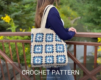 Crochet Pattern / Tote Beach Market Granny Square Bag School Festival Bag / Stevie Tote Pattern PDF