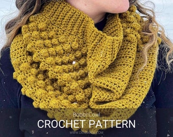 Crochet Pattern / Bobble Popcorn Puff Textured Cowl Scarf Snood / Bobbi Cowl Pattern PDF