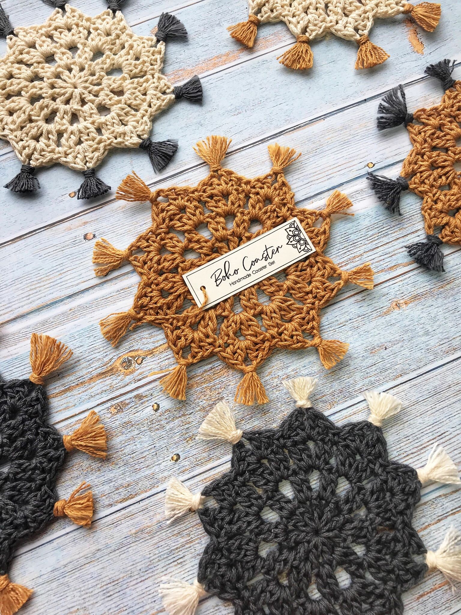 Cadence Boho Coaster Crochet Pattern Easy Coaster Mug Rug Etsy