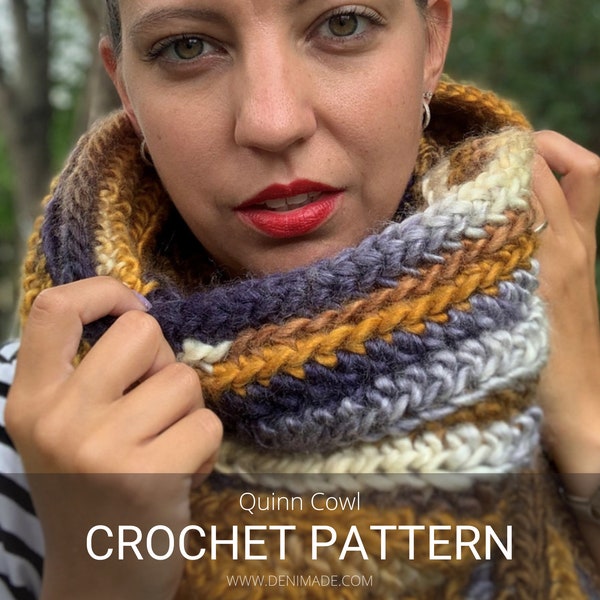 Crochet Pattern / Bulky Chunky Textured Cowl Scarf Snood / Quinn Cowl Pattern PDF