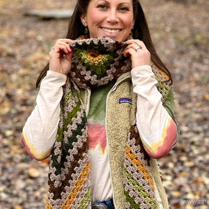 Crochet Pattern / Long Chevron Granny Square Oversized Super Scarf with Twisted Fringe / Kiara Scarf Pattern PDF image 3