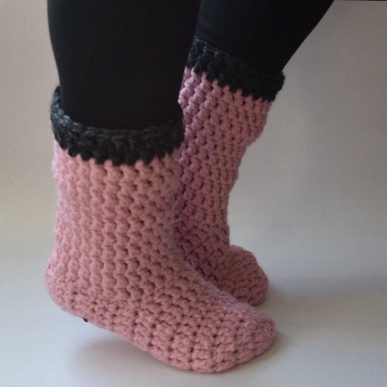 Hadley Slippers Crochet Pattern, Easy, Socks, Bulky image 4