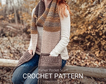 Crochet Pattern / Long Pocket Twisted Fringe Scarf / Parker Scarf Pattern PDF