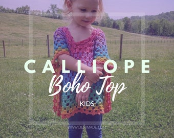 Calliope Boho Top (Kidz) - Crochet Pattern, Easy