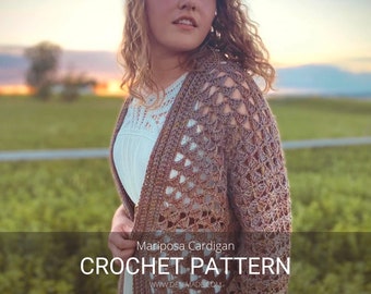 Crochet Pattern / Easy Summer Cardigan Butterflies Lace wide sleeve Cardigan Sweater / Mariposa Cardigan Pattern PDF