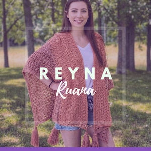 Reyna Ruana - Crochet Pattern, Easy, over-sizes, boxy, poncho, boho