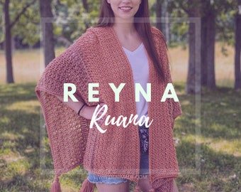 Reyna Ruana - Crochet Pattern, Easy, over-sizes, boxy, poncho, boho