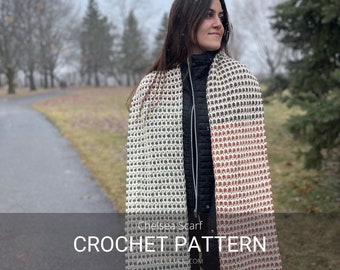 Crochet Pattern / Long Oversized Super Scarf with Twisted Fringe / Chelsea Scarf Pattern PDF