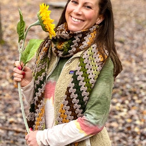 Crochet Pattern / Long Chevron Granny Square Oversized Super Scarf with Twisted Fringe / Kiara Scarf Pattern PDF image 6