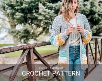 Crochet Pattern / Textured, Pockets Cozy Cardigan Sweater / Camilla Cardigan Pattern PDF