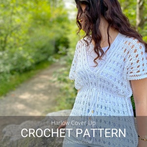 Crochet Pattern / Easy swimsuit cover tunic beach dress coverup / Harlow Cover Up PDF