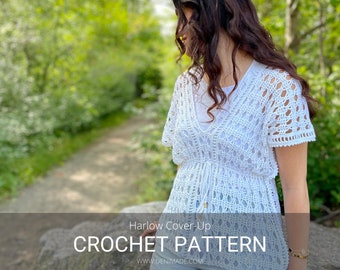 Crochet Pattern / Easy swimsuit cover tunic beach dress coverup / Harlow Cover Up PDF