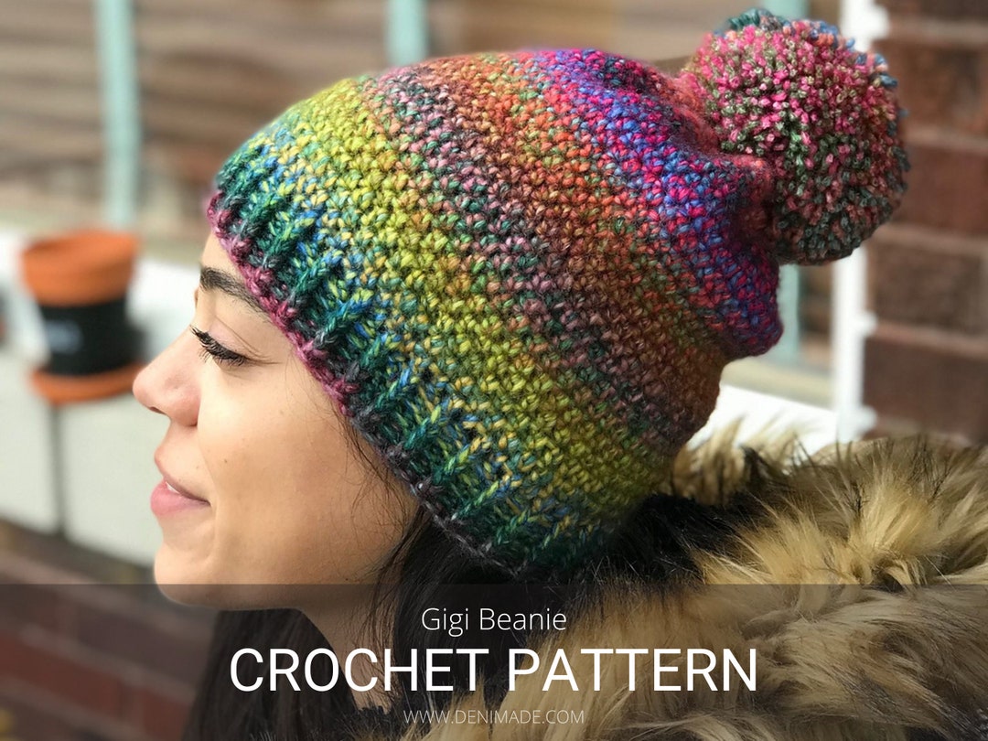 Crochet Pattern / Easy Textured Beanie Pompom Hat Cap Child Adult ...