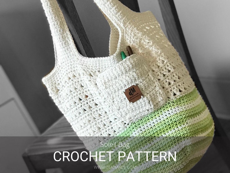 Crochet Pattern / Tote Beach Market Bag School Bag Purse Reusable Project Bag Coin Purse / Soleil Bag Pattern PDF image 1