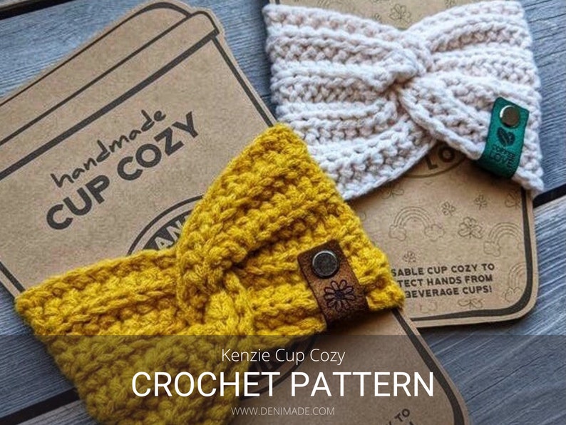 Crochet Pattern / Easy Twisted Cup Cozy Drink Sleeve coffee sleeve / Kenzie Cup Cozy Pattern PDF image 1