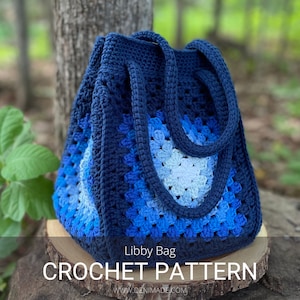 Patron au crochet / Cabas Market, grand-mère carrée, Projet de festival d'école Sac à cordon / Patron de sac Libby PDF