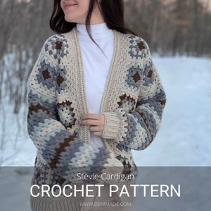 Crochet Pattern / Granny Square Pockets Cardigan Sweater  / Stevie Cardigan Pattern PDF