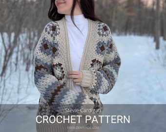 Crochet Pattern / Granny Square Pockets Cardigan Sweater  / Stevie Cardigan Pattern PDF